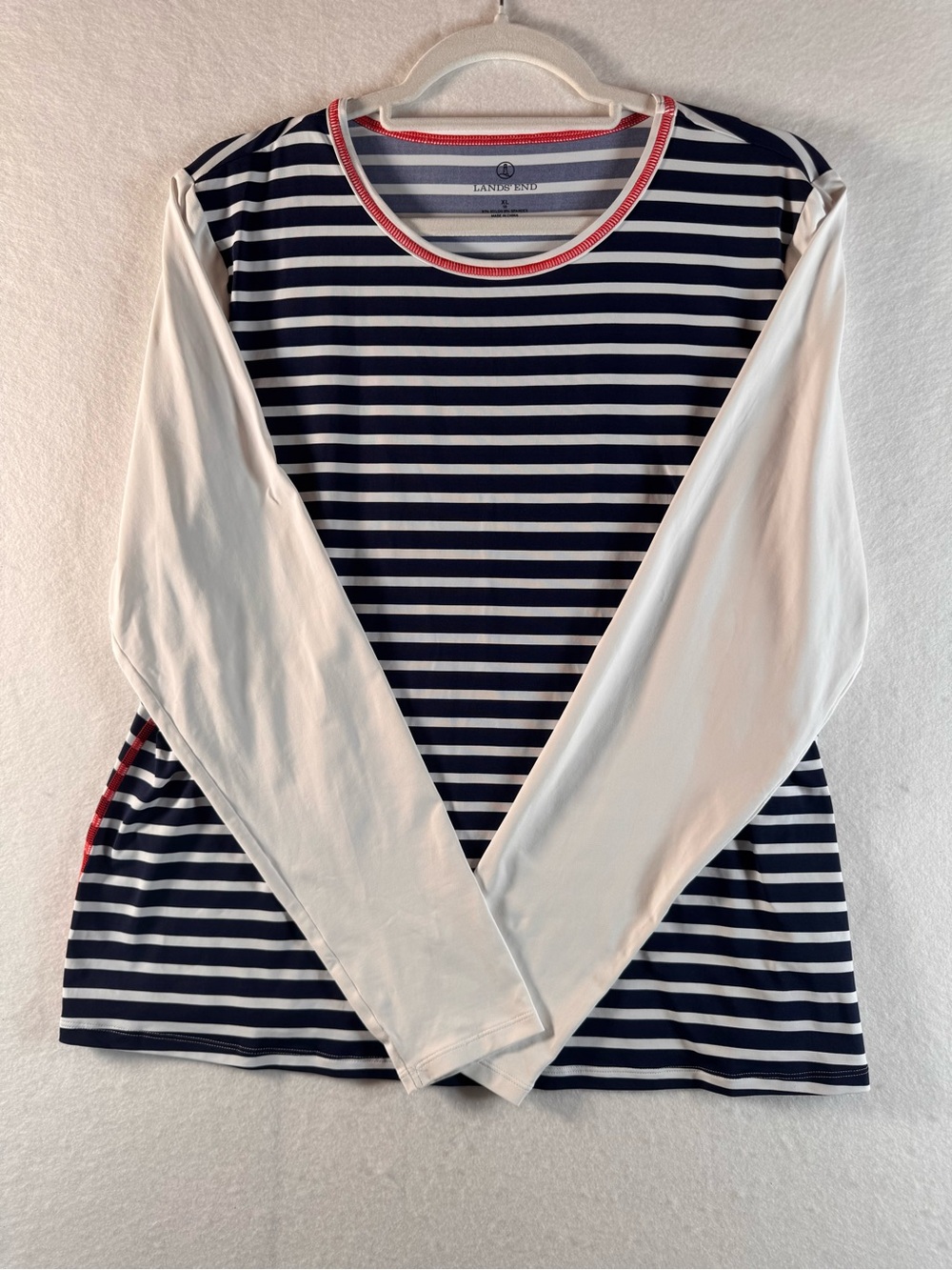 Lands’ End XL 18 Navy Stripe UPF 50 Rash Guard